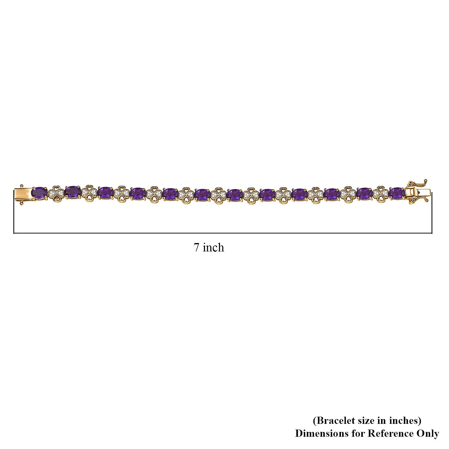 GP Amore Collection African Amethyst and White Zircon 8.90 ctw Bracelet in 18K Vermeil Yellow Gold Over Sterling Silver (6.50 In)