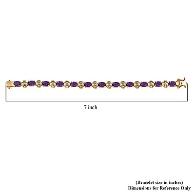 GP Amore Collection African Amethyst and White Zircon 8.90 ctw Bracelet in 18K Vermeil Yellow Gold Over Sterling Silver (6.50 In)