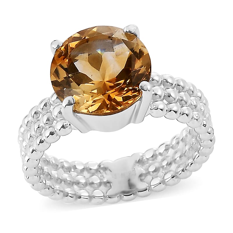 Brazilian Citrine 3.50 ctw Solitaire Ring in Stainless Steel (Size 10.0)