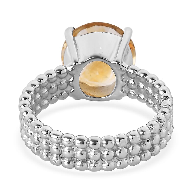 Brazilian Citrine 3.50 ctw Solitaire Ring in Stainless Steel (Size 10.0)