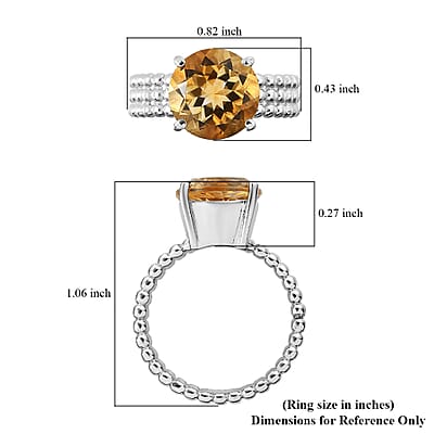 Brazilian Citrine 3.50 ctw Solitaire Ring in Stainless Steel (Size 10.0)