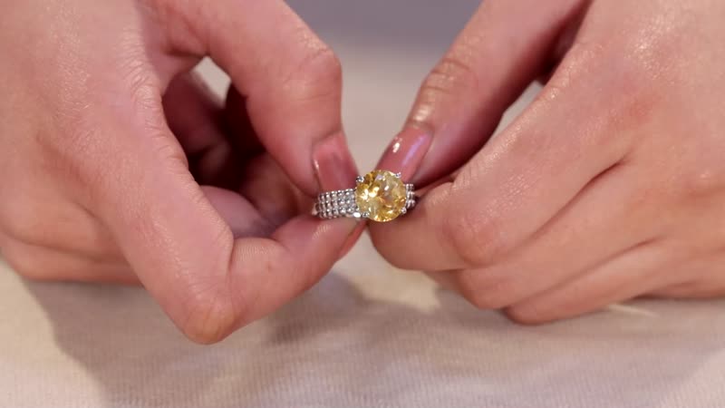 Brazilian Citrine Solitaire Ring in Stainless Steel (Size 10.0) 3.50 ctw