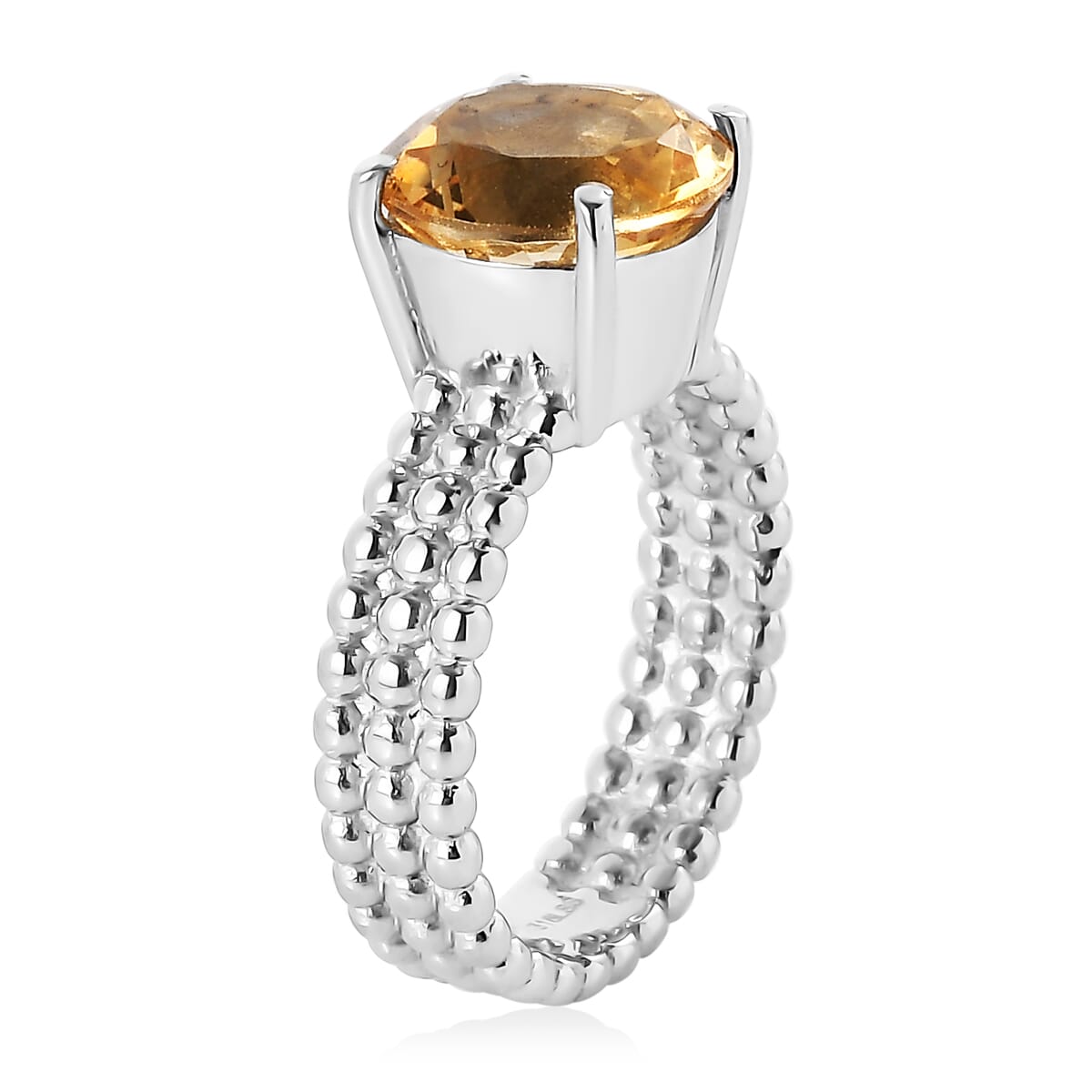 Brazilian Citrine 3.50 ctw Solitaire Ring in Stainless Steel (Size 9.0) image number 3