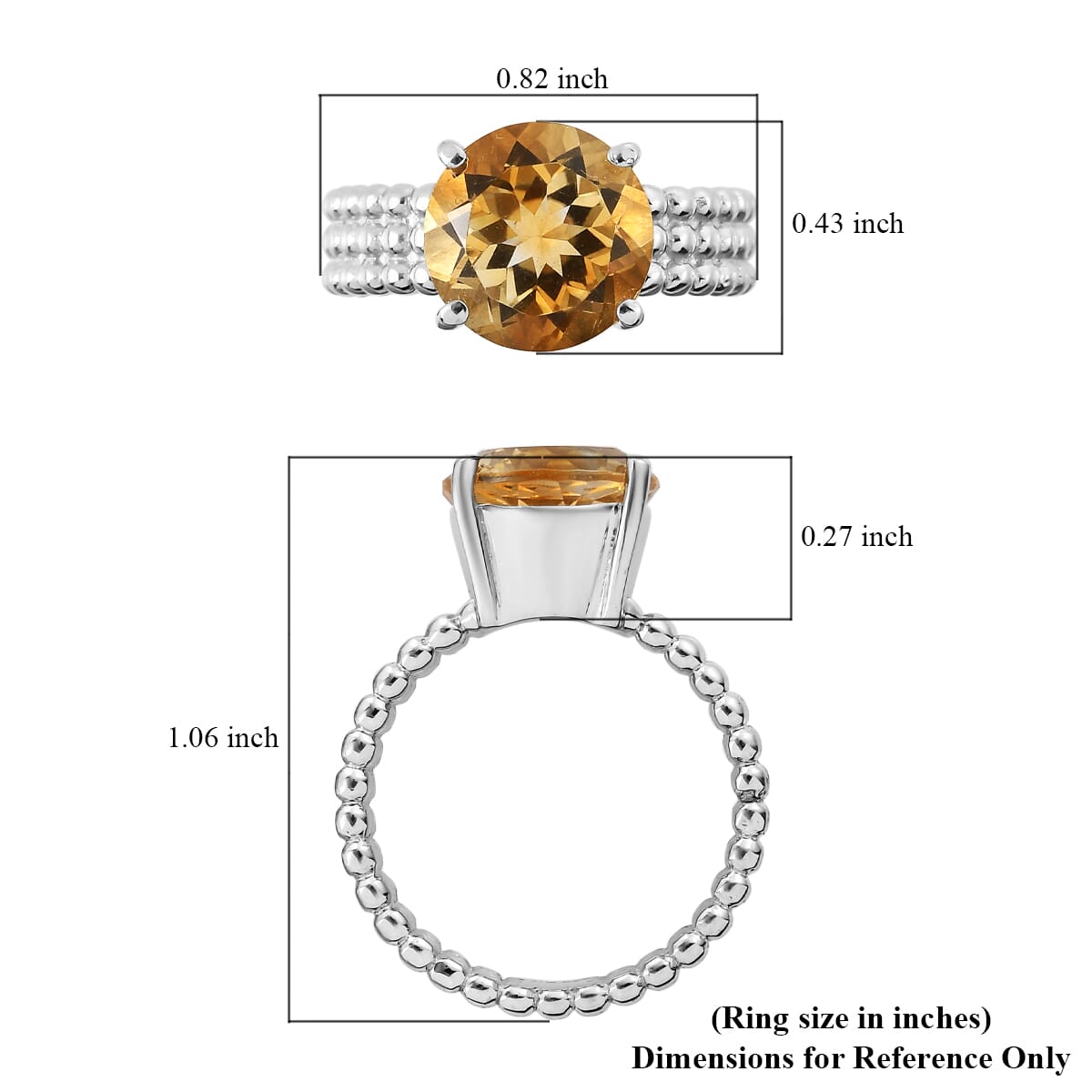 Brazilian Citrine 3.50 ctw Solitaire Ring in Stainless Steel (Size 9.0) image number 5