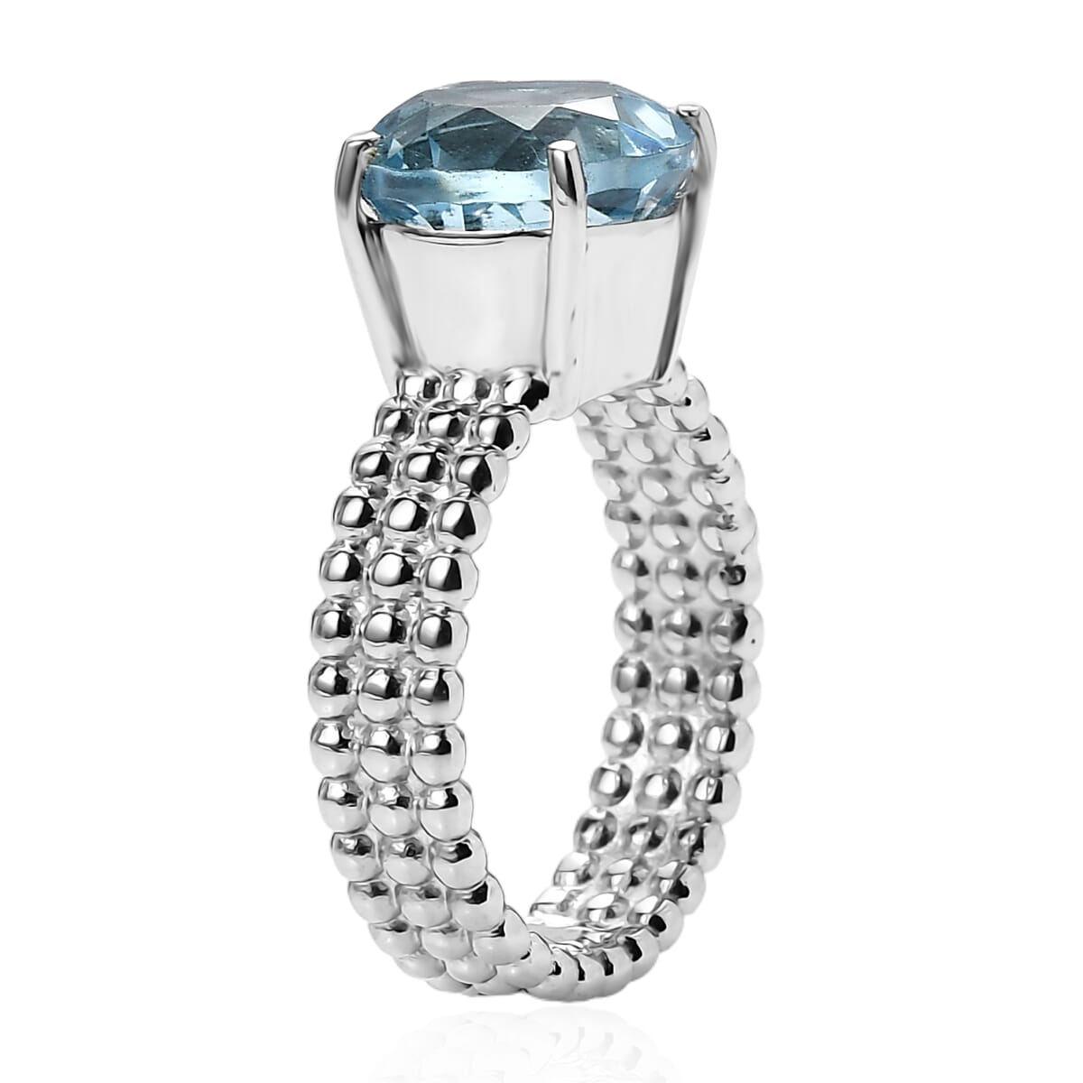 Sky Blue Topaz 4.90 ctw Solitaire Ring in Stainless Steel (Size 6.0) image number 3