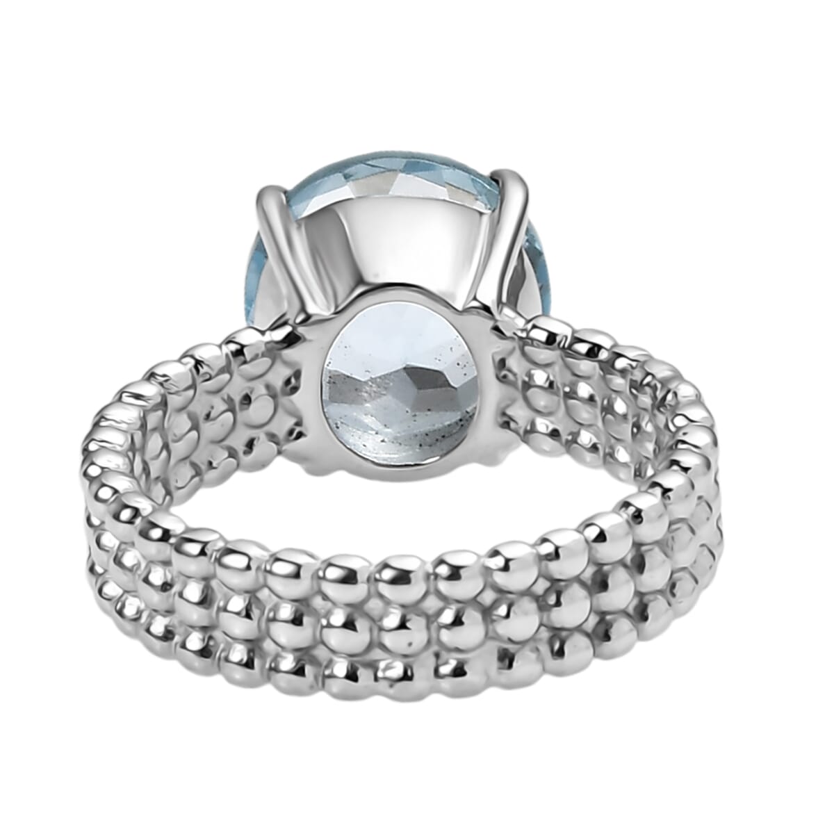Sky Blue Topaz 4.90 ctw Solitaire Ring in Stainless Steel (Size 6.0) image number 4