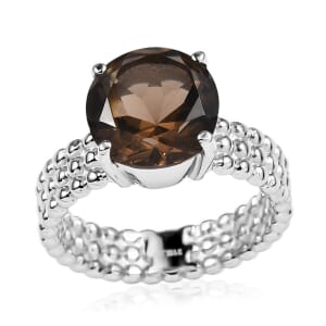 Brazilian Smoky Quartz 3.50 ctw Solitaire Ring In Stainless Steel (Size 5.0)