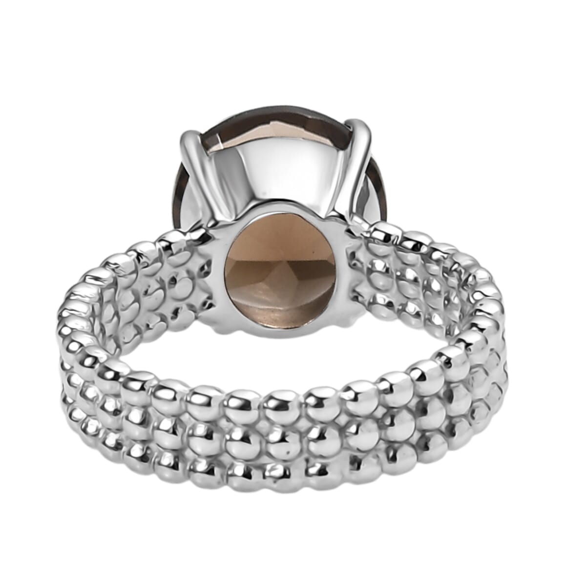 Brazilian Smoky Quartz 3.50 ctw Solitaire Ring In Stainless Steel (Size 5.0) image number 4