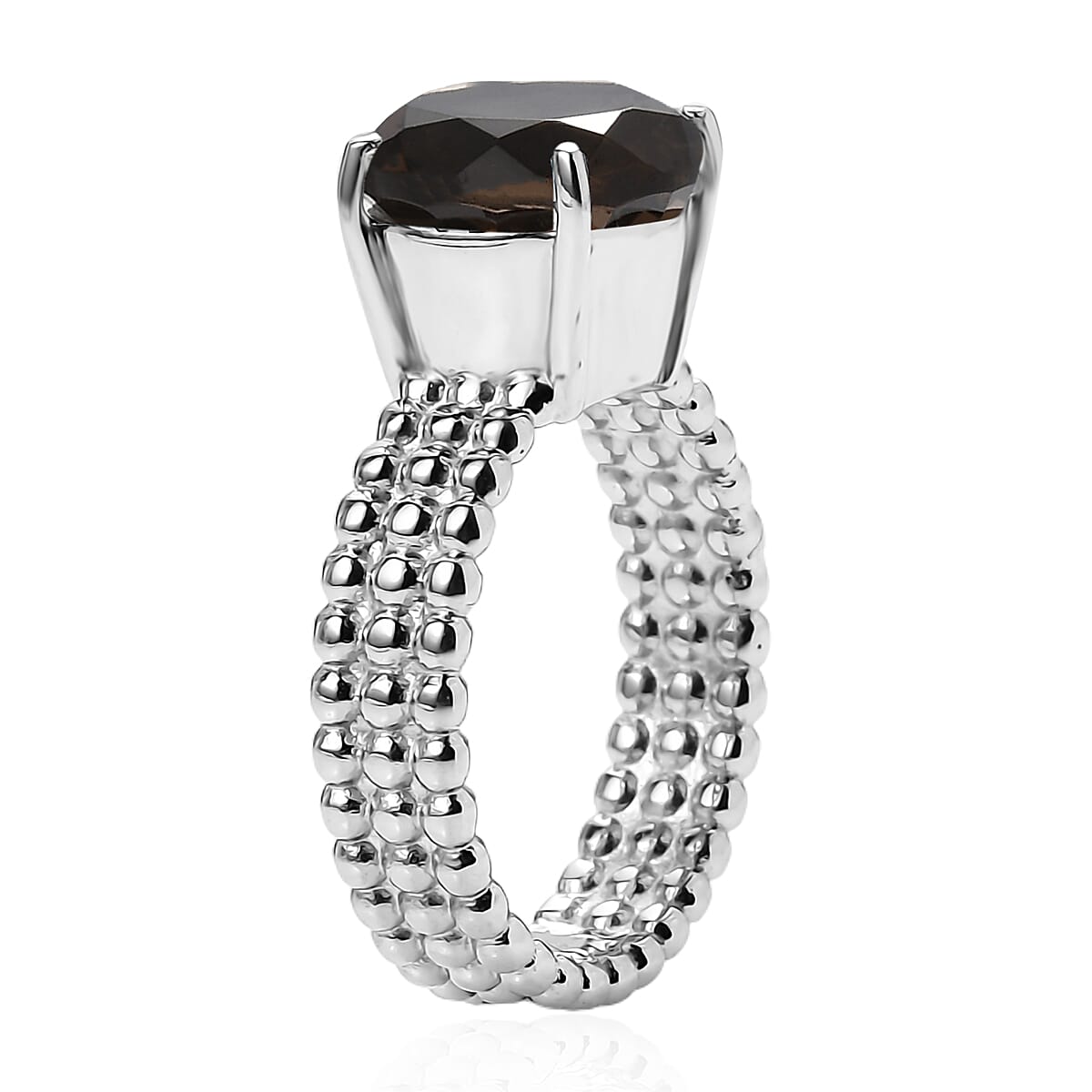 Brazilian Smoky Quartz 3.50 ctw Solitaire Ring In Stainless Steel (Size 6.0)