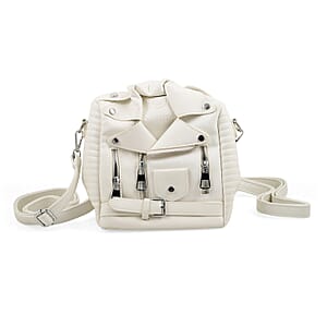 White Crocodile Embossed Faux Leather Jacket Bag