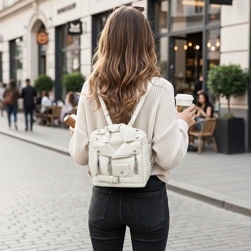 White Crocodile Embossed Faux Leather Jacket Bag