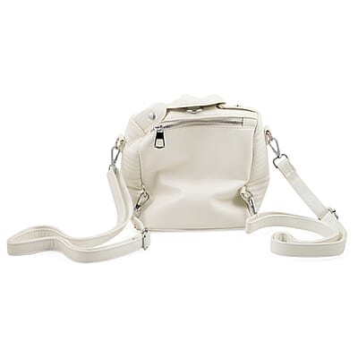 White Crocodile Embossed Faux Leather Jacket Bag