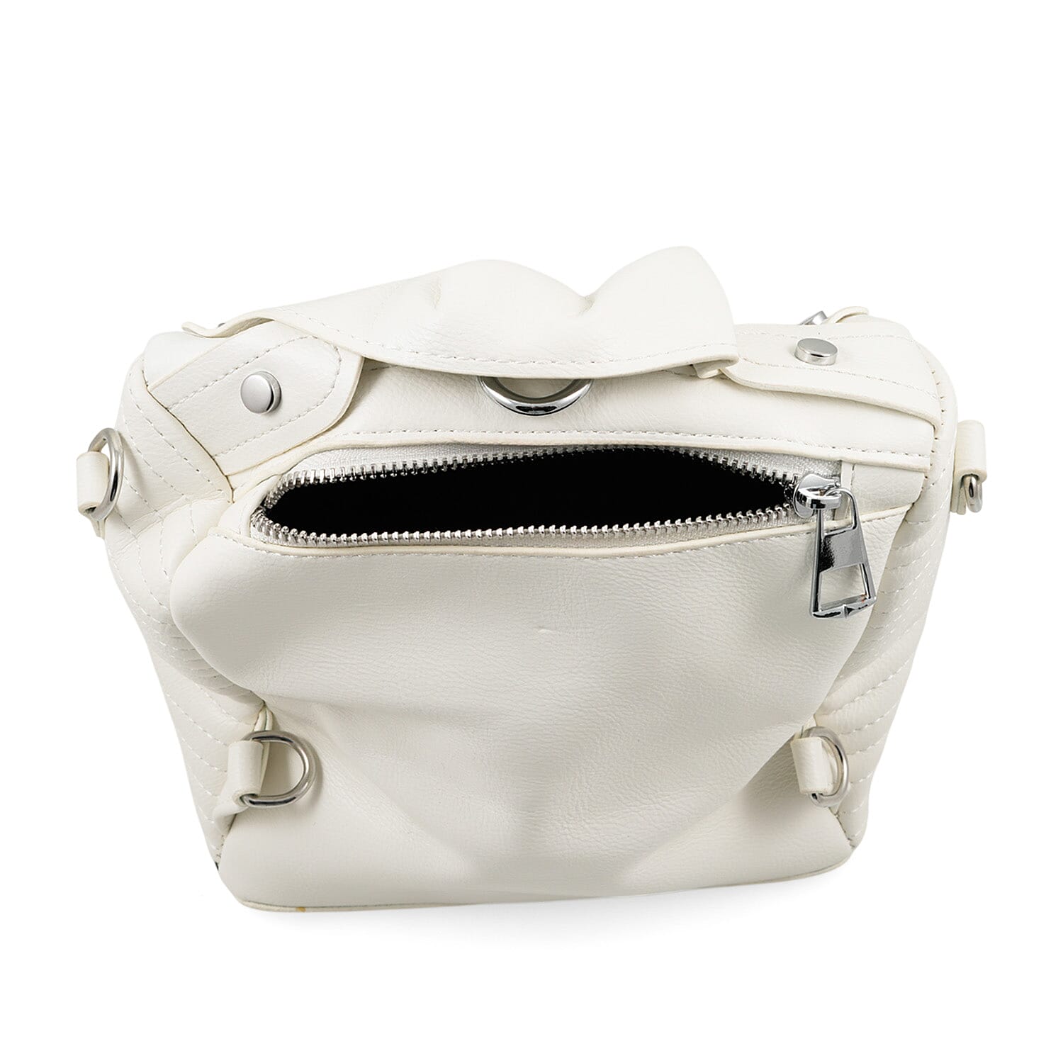 White Crocodile Embossed Faux Leather Jacket Bag