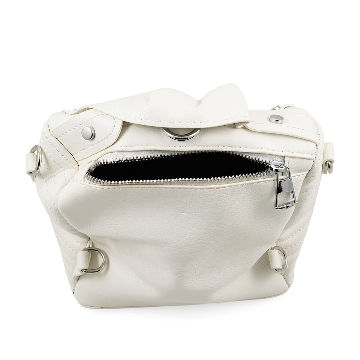 White Crocodile Embossed Faux Leather Jacket Bag image number 5