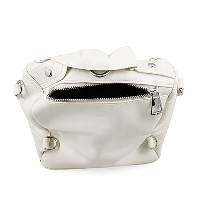 White Crocodile Embossed Faux Leather Jacket Bag