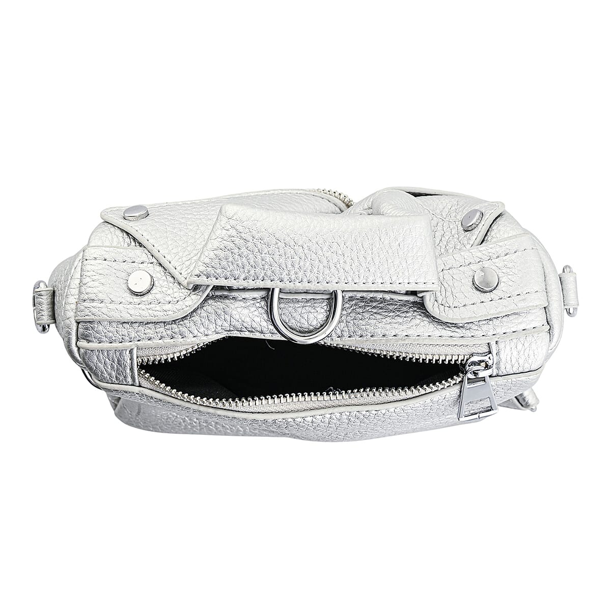 Silver Crocodile Embossed Faux Leather Jacket Bag image number 5