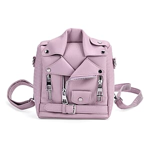 Pink Crocodile Embossed Faux Leather Jacket Bag