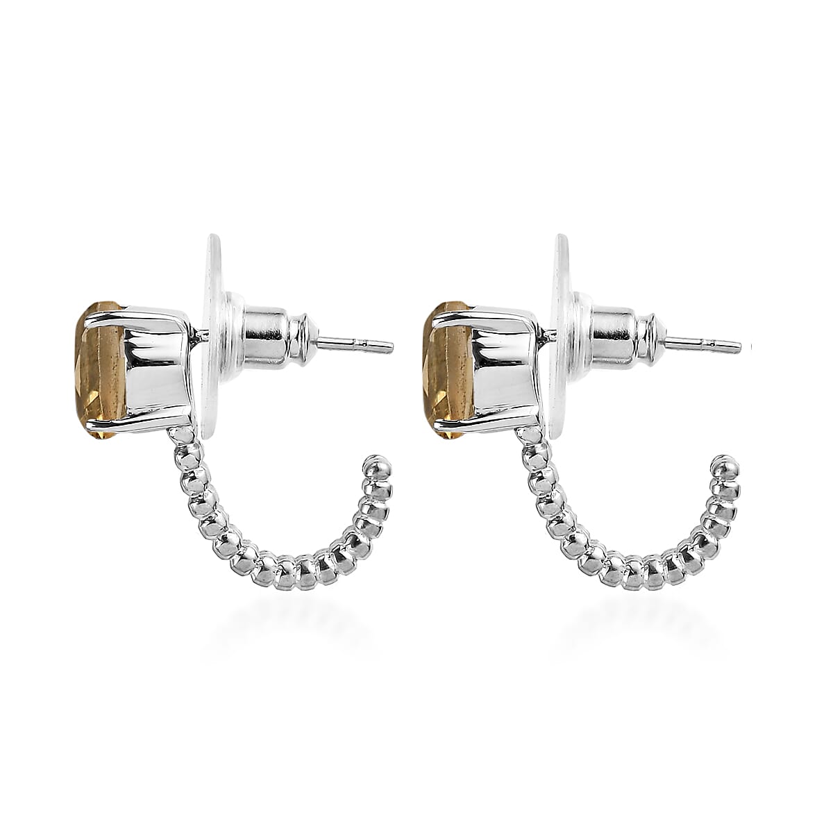 Brazilian Citrine 3.80 ctw J Hoop Earring in Stainless Steel image number 3
