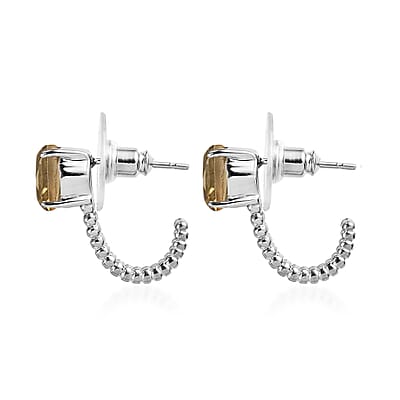 Brazilian Citrine 3.80 ctw J Hoop Earrings in Stainless Steel