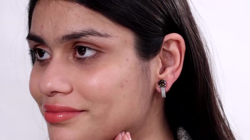 Brazilian Citrine J Hoop Earring in Stainless Steel 3.80 ctw