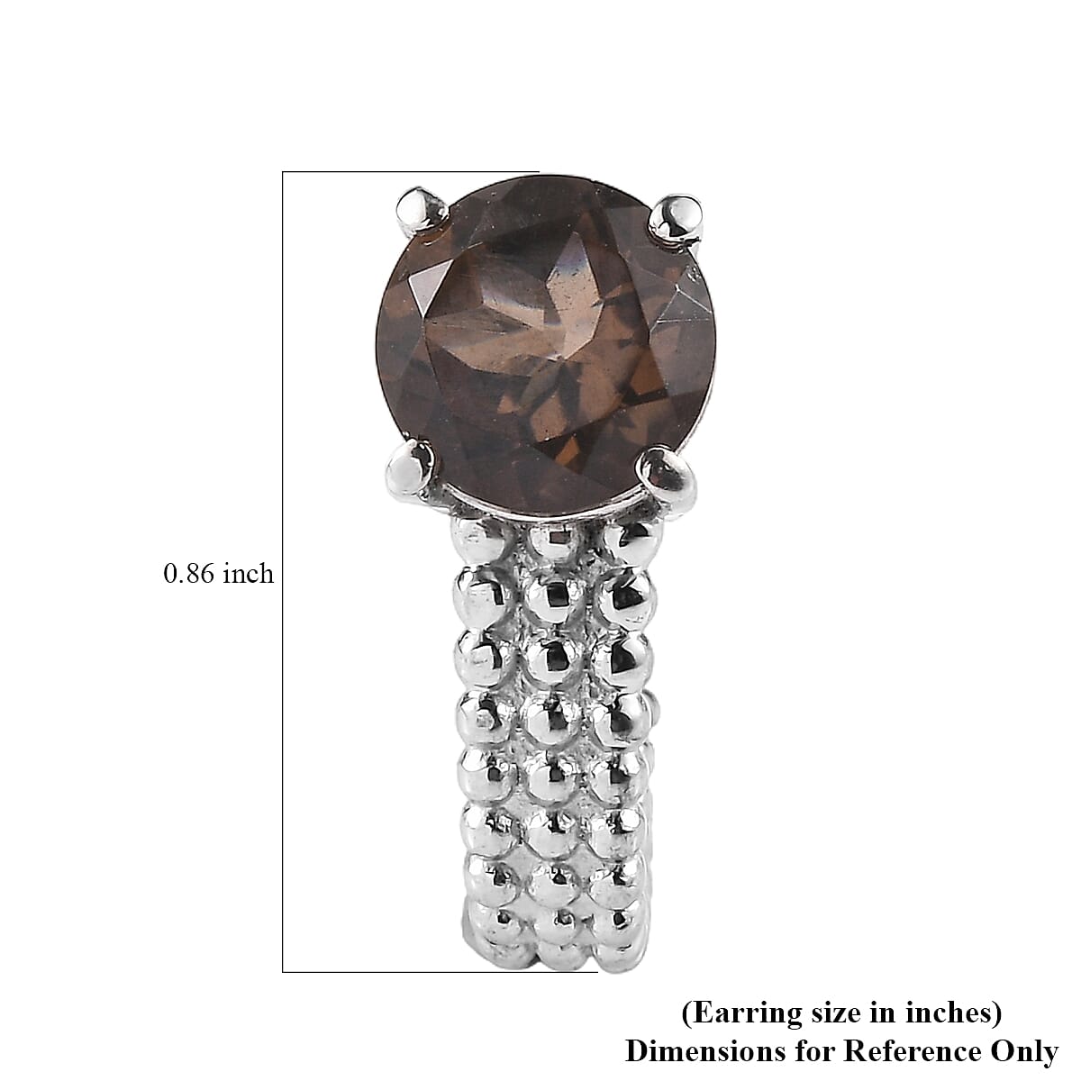 Brazilian Smoky Quartz 4.00 ctw J Hoop Earrings in Stainless Steel