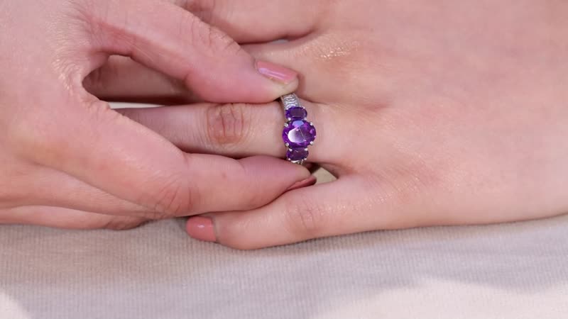 African Amethyst Ring in Stainless Steel (Size 10.0) 2.65 ctw