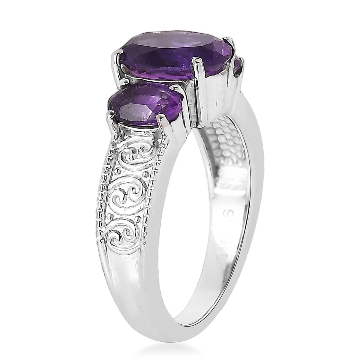 African Amethyst Ring in Stainless Steel (Size 8.0) 2.65 ctw image number 3
