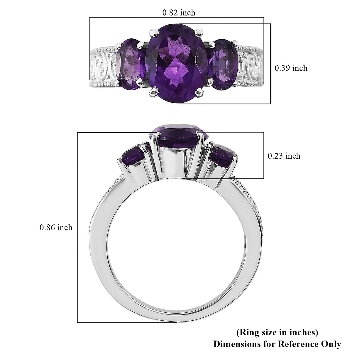 African Amethyst Ring in Stainless Steel (Size 8.0) 2.65 ctw image number 5