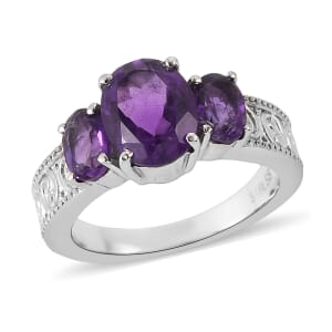 African Amethyst Ring in Stainless Steel (Size 9.0) 2.65 ctw