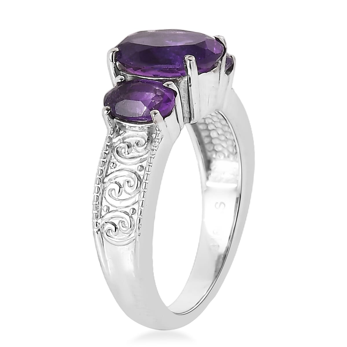 African Amethyst Ring in Stainless Steel (Size 9.0) 2.65 ctw image number 3