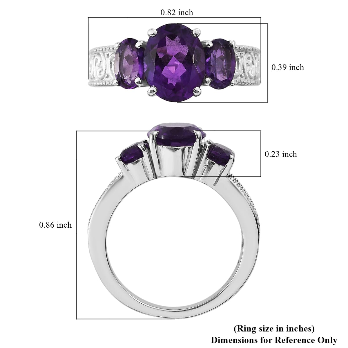 African Amethyst Ring in Stainless Steel (Size 9.0) 2.65 ctw image number 5
