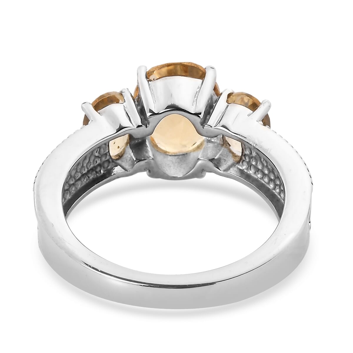 Brazilian Citrine 2.60 ctw 3 Stone Ring in Stainless Steel (Size 8.0) image number 4
