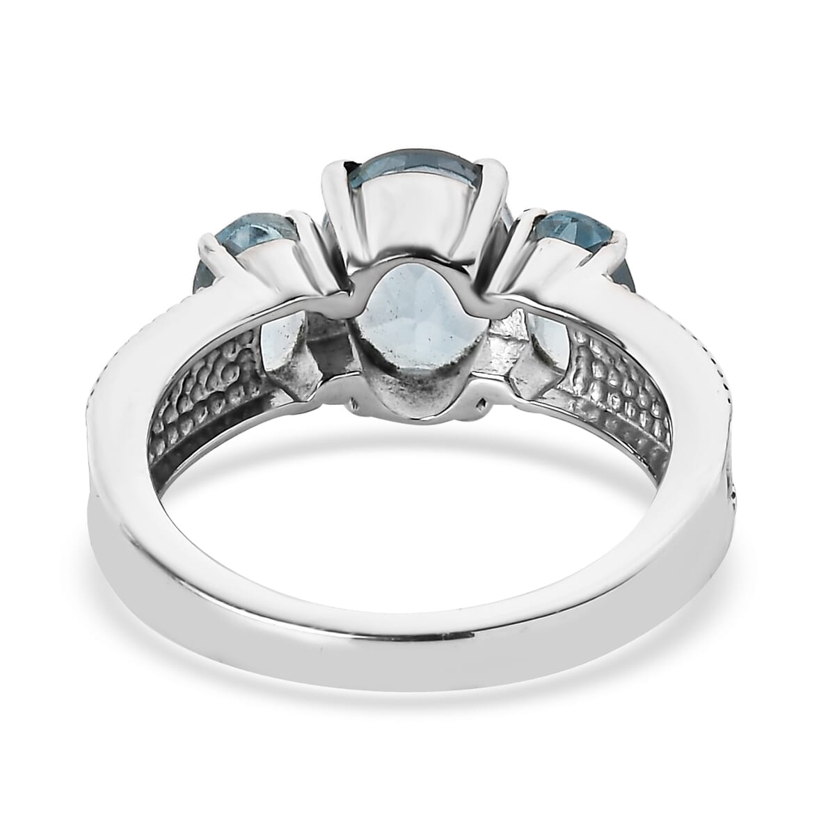 Sky Blue Topaz 3.70 ctw 3 Stone Ring in Stainless Steel (Size 8.0) image number 4