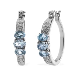 Sky Blue Topaz 4.00 ctw Hoop Earrings In Stainless Steel
