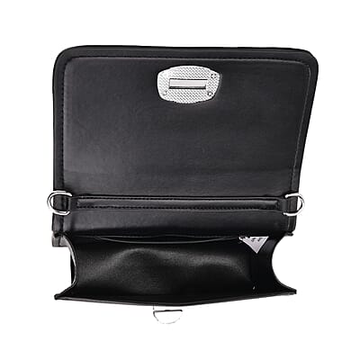 Black Wave Quilted Faux Leather Crossbody Bag with Shoulder Strap