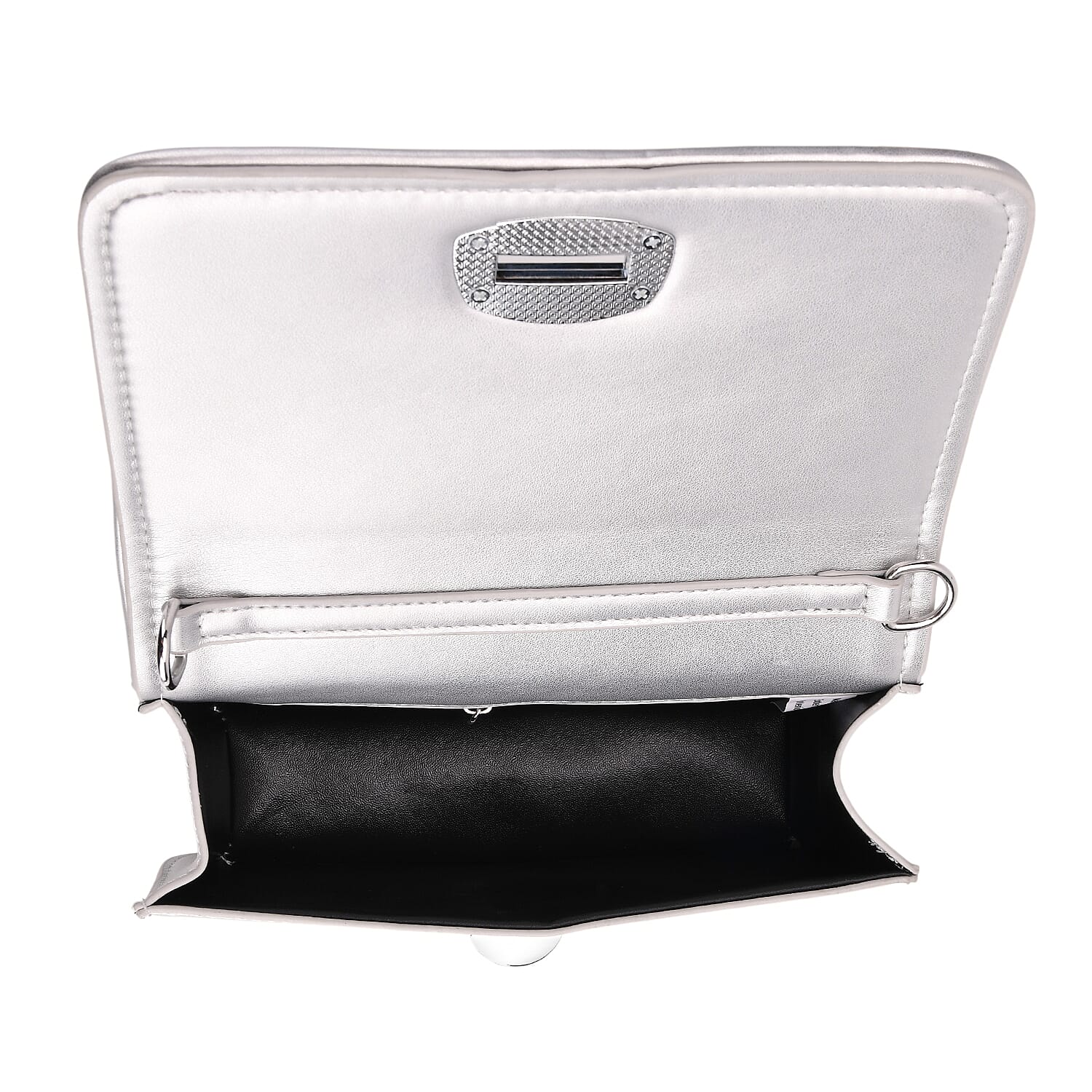 Silver Wave Quilted Faux Leather Crossbody Bag with Shoulder Strap