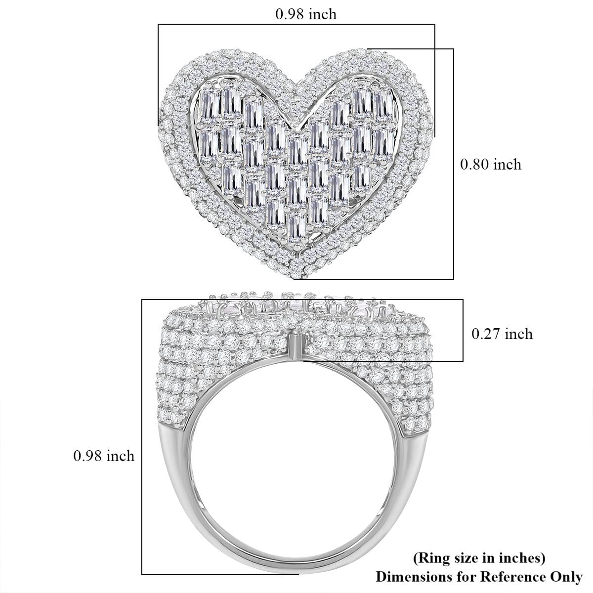 GP Amore Collection White Zircon 5.00 ctw Heart Ring in Rhodium Over Sterling Silver (Size 6.0) image number 5