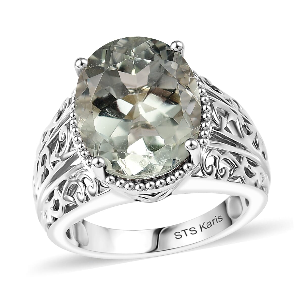 Karis Montezuma Prasiolite 9.20 ctw Ring in Platinum Bond (Size 10.0) image number 0