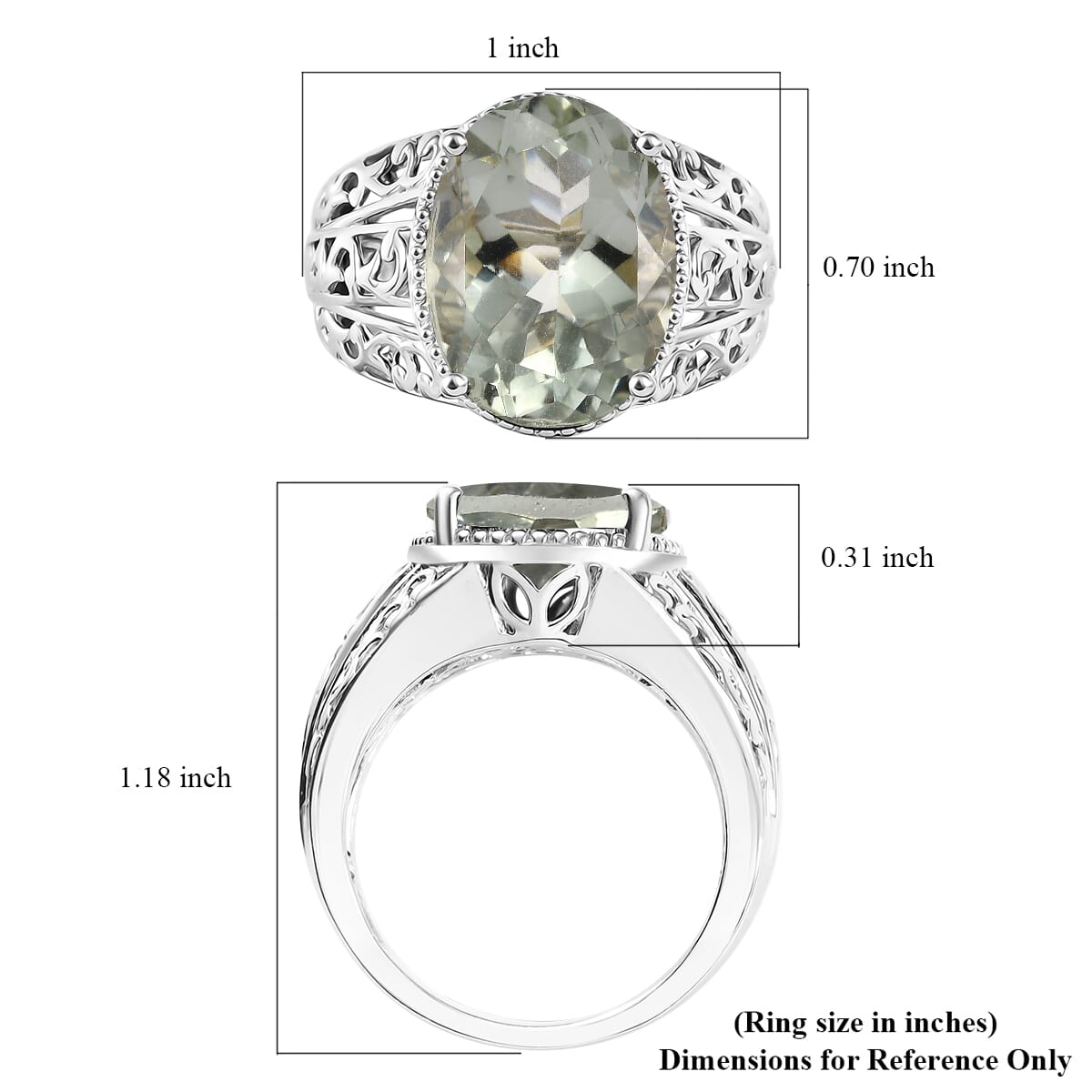 Karis Montezuma Prasiolite 9.20 ctw Ring in Platinum Bond (Size 10.0) image number 5