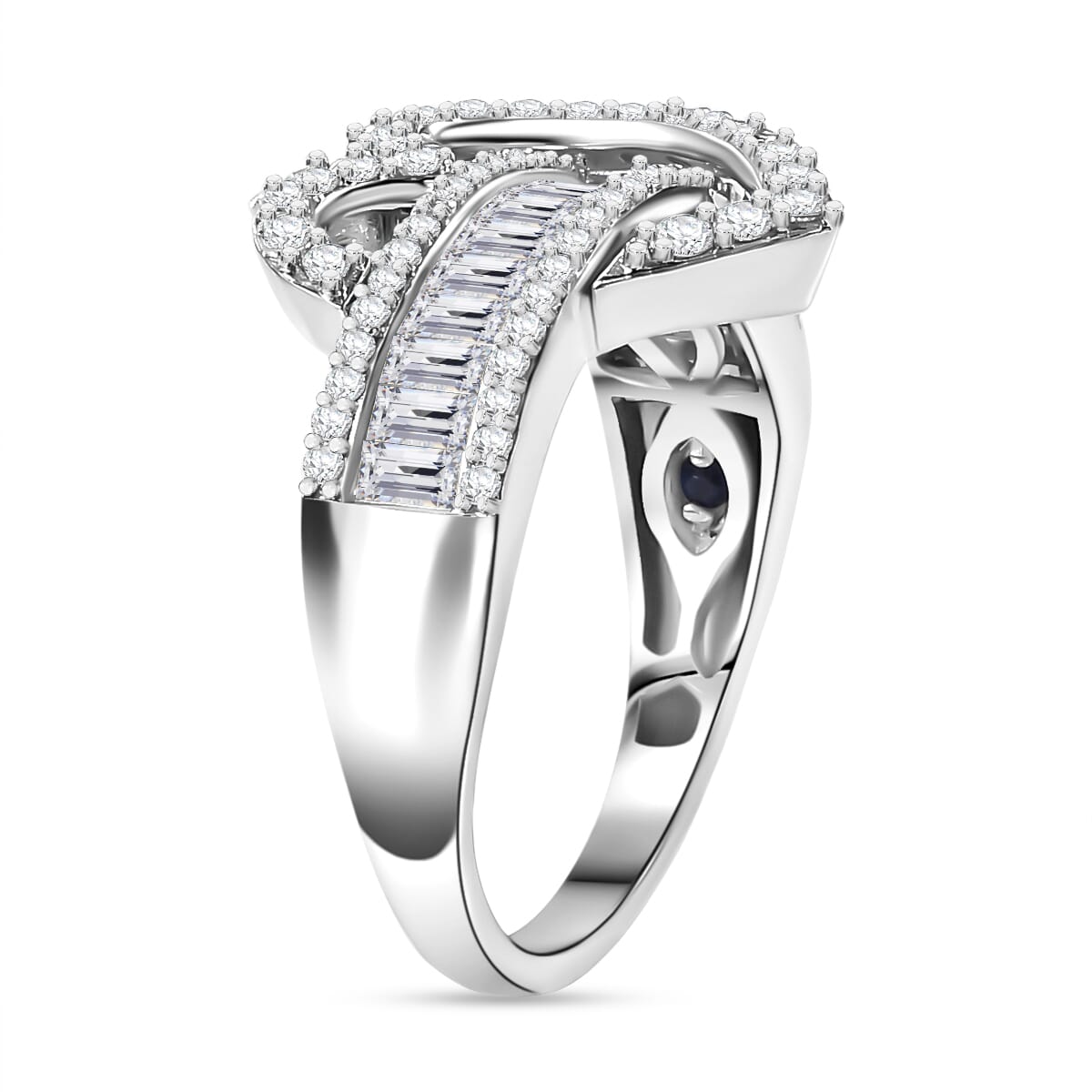 GP Amore Collection Moissanite and Multi Gemstone 1.65 ctw Heart Ring in Rhodium Over Sterling Silver (Size 8.0) image number 3