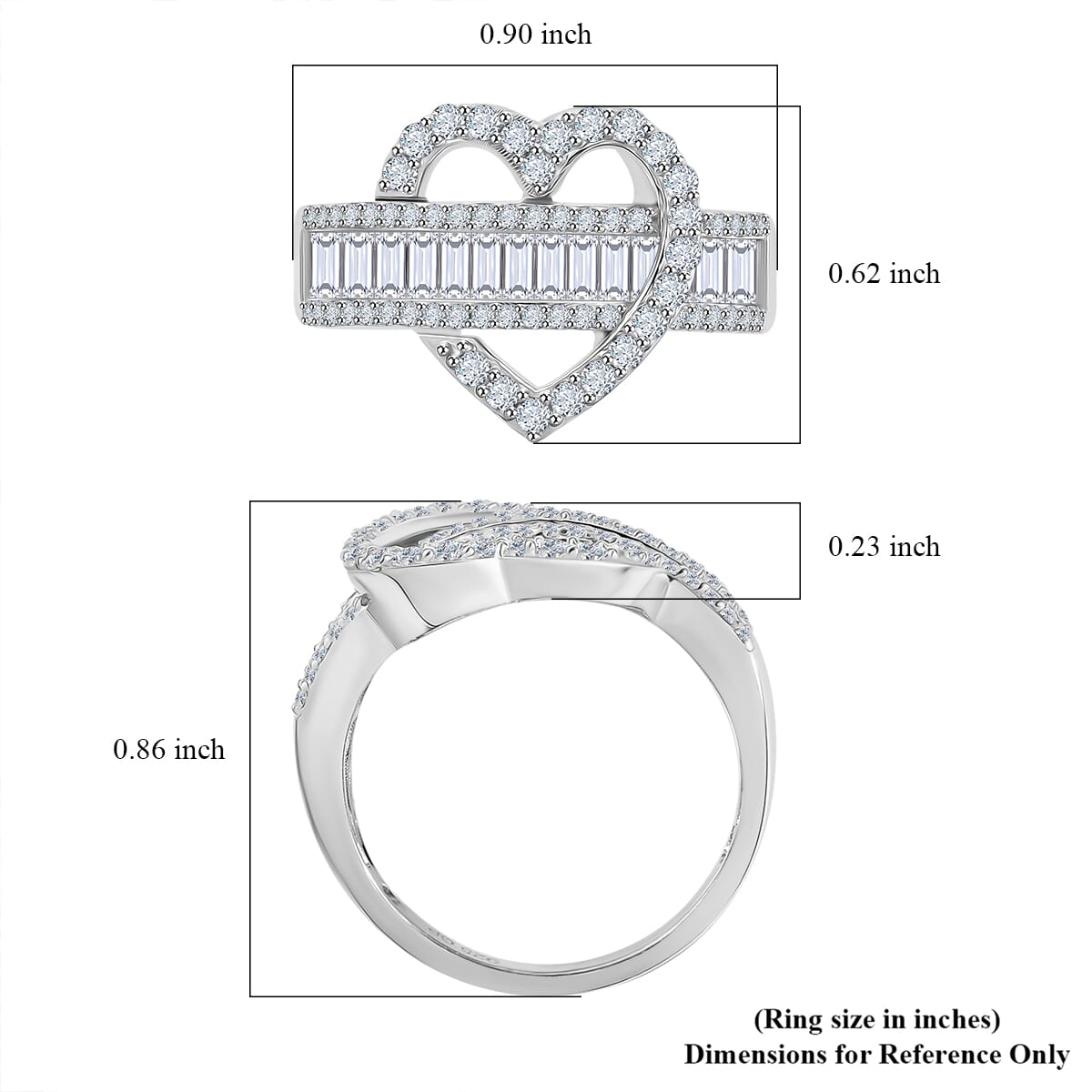GP Amore Collection Moissanite and Multi Gemstone 1.65 ctw Heart Ring in Rhodium Over Sterling Silver (Size 8.0) image number 5