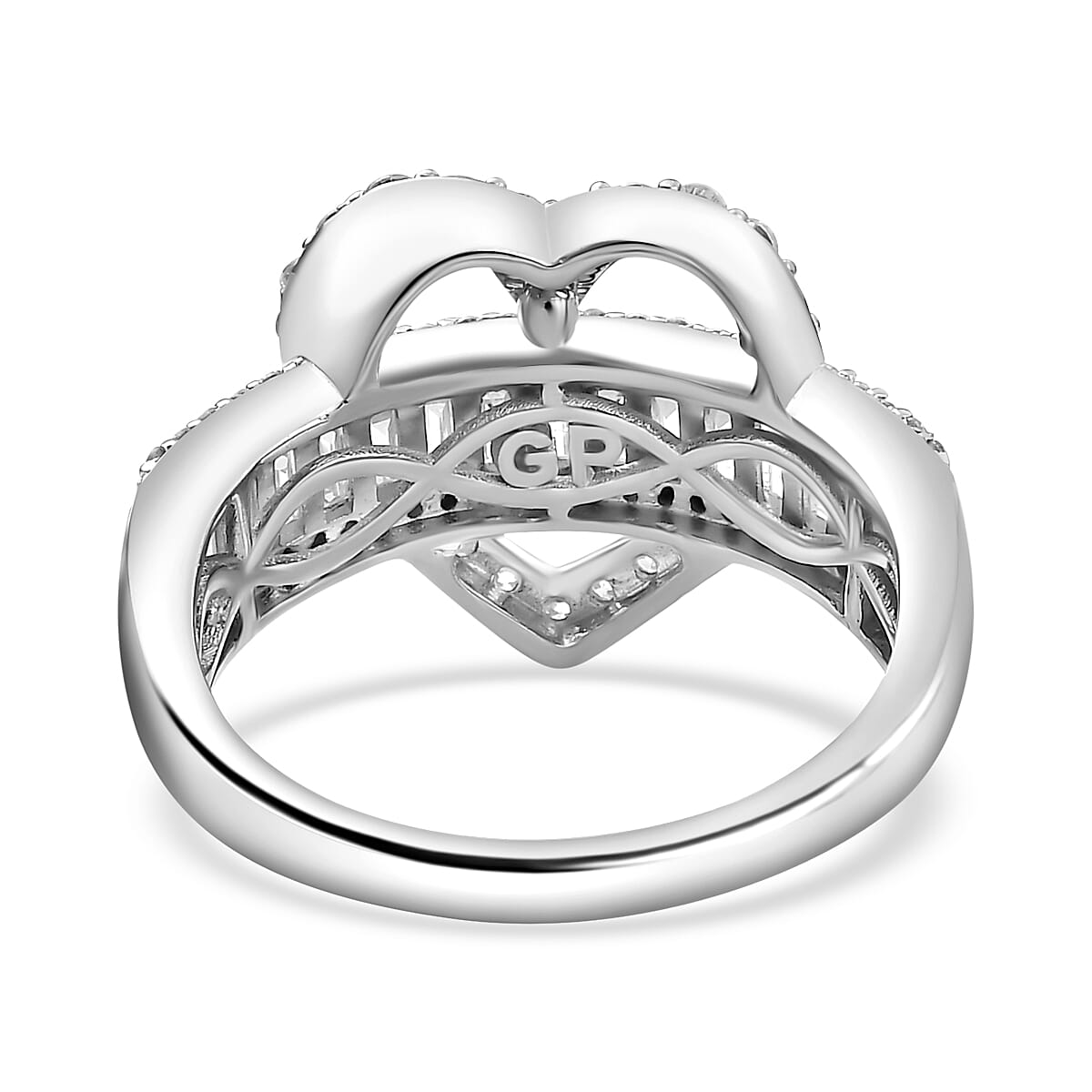 GP Amore Collection Moissanite and Multi Gemstone 1.65 ctw Heart Ring in Rhodium Over Sterling Silver (Size 9.0) image number 4