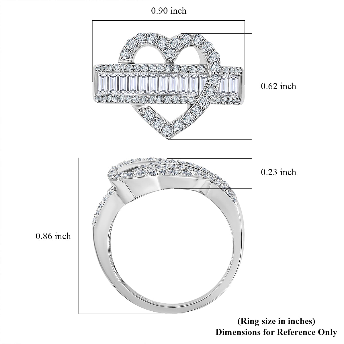 GP Amore Collection Moissanite and Multi Gemstone 1.65 ctw Heart Ring in Rhodium Over Sterling Silver (Size 9.0) image number 5