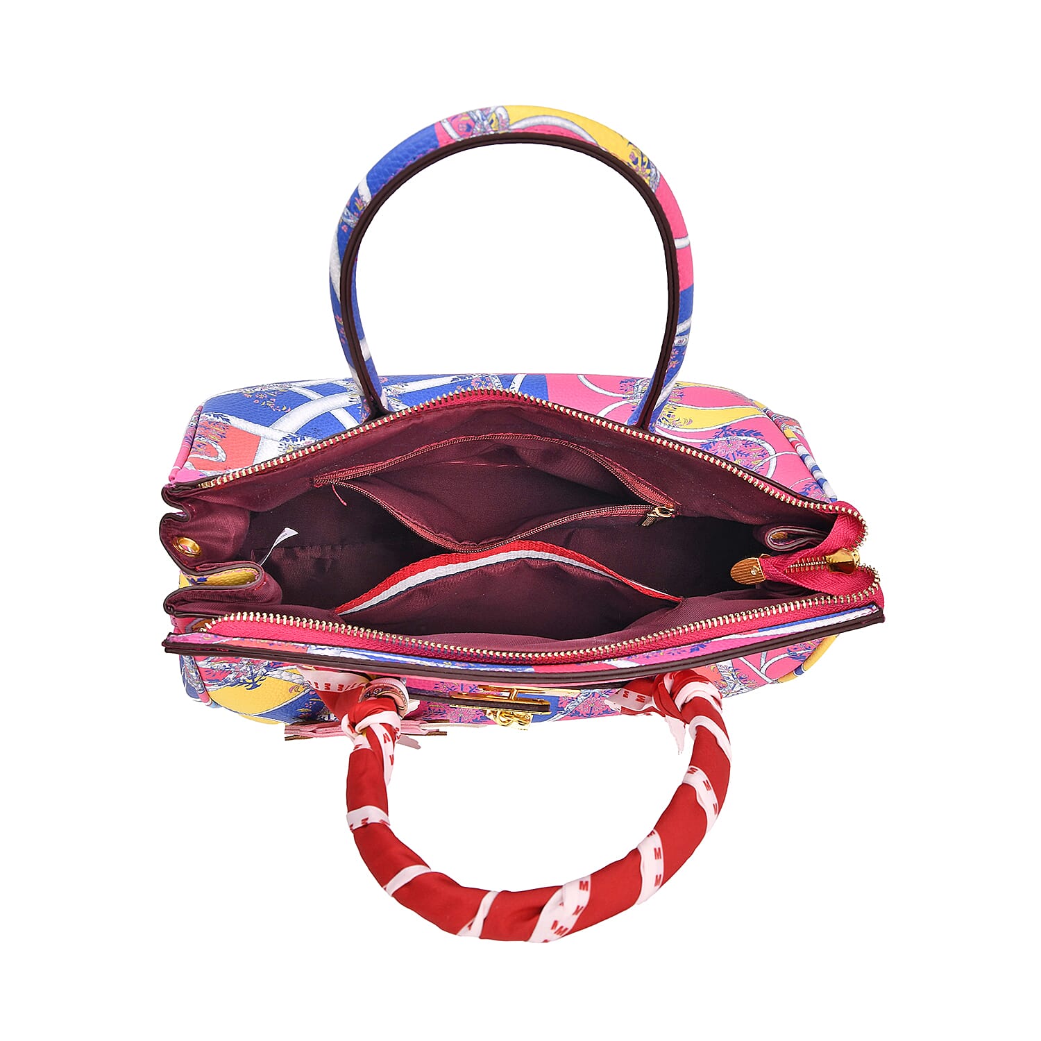Rose Red Faux Leather Crossbody Bag with Pony Charm with Adjustable Shoulder Strap