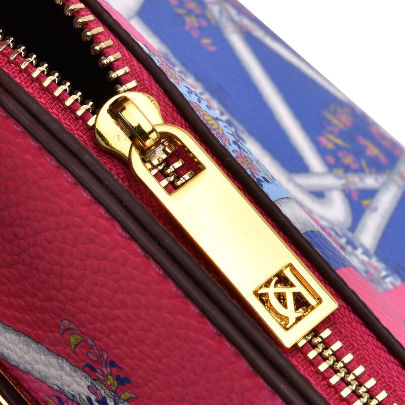 Rose Red Faux Leather Crossbody Bag with Pony Charm with Adjustable Shoulder Strap