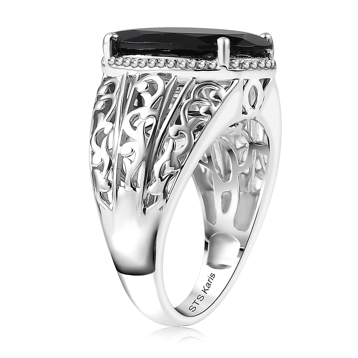 Karis Thai Black Spinel 9.20 ctw Ring in Platinum Bond (Size 10.0)
