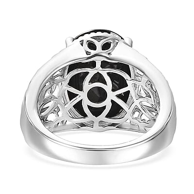Karis Thai Black Spinel 9.20 ctw Ring in Platinum Bond (Size 10.0)