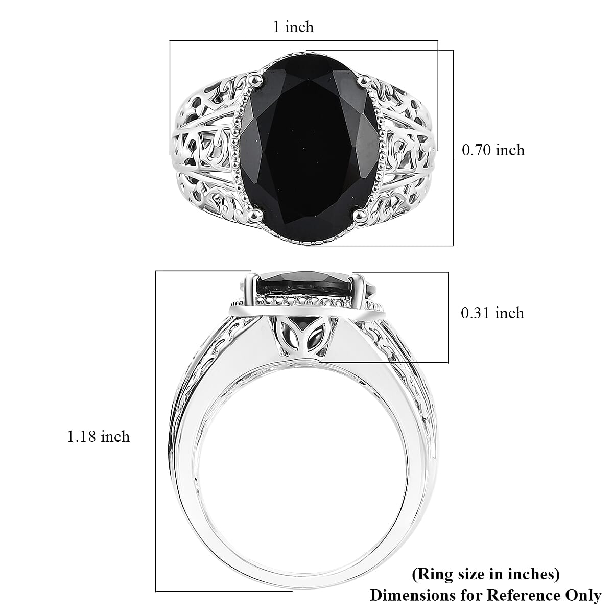 Karis Thai Black Spinel 9.20 ctw Ring in Platinum Bond (Size 10.0)