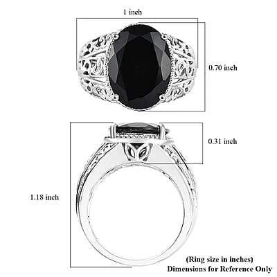 Karis Thai Black Spinel 9.20 ctw Ring in Platinum Bond (Size 10.0)