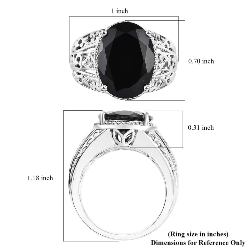 Karis Thai Black Spinel 9.20 ctw Ring in Platinum Bond (Size 10.0)